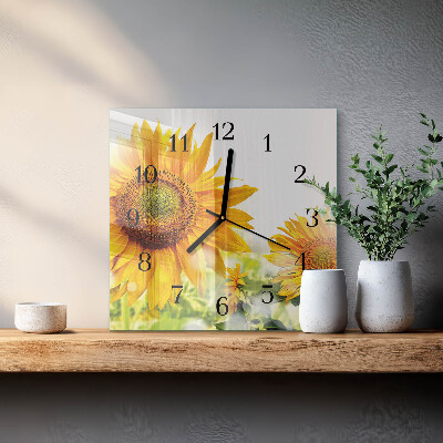 Wanduhr aus glas Sonnenblume
