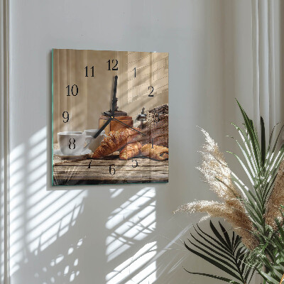 Wanduhr aus glas Croissants