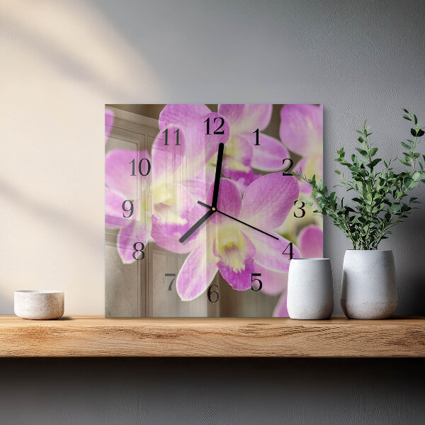 Wanduhr aus glas Blumen
