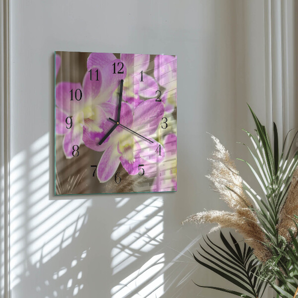Wanduhr aus glas Blumen