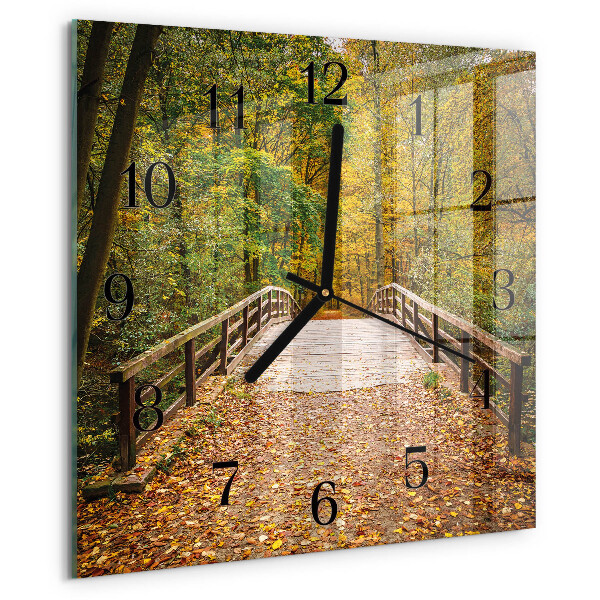 Wanduhr aus glas Waldbrücke