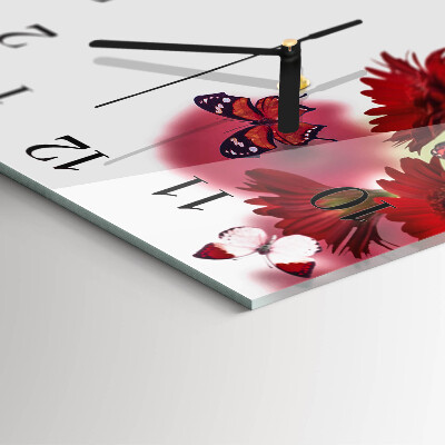 Wanduhr aus glas Gerbera