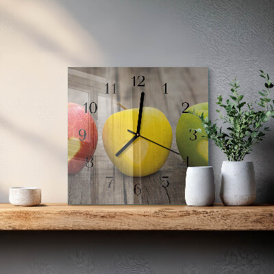 Wanduhr aus glas Äpfel