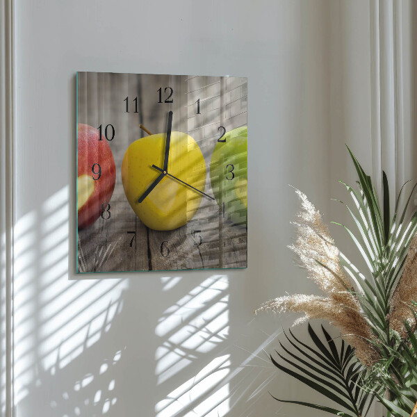 Wanduhr aus glas Äpfel