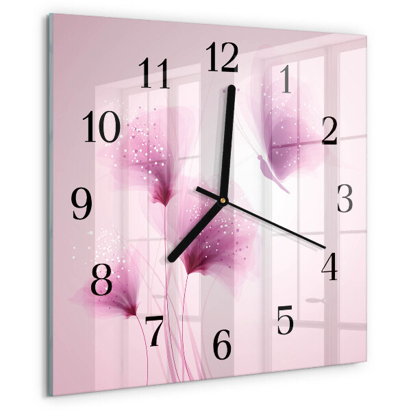 Wanduhr aus glas Blumen