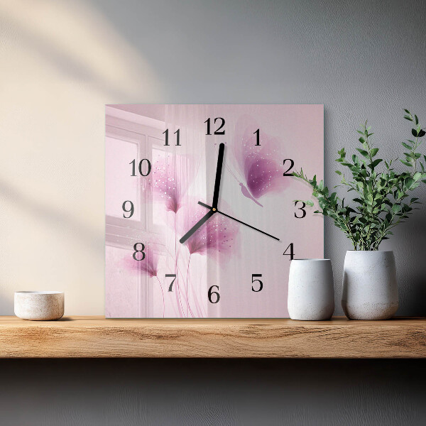 Wanduhr aus glas Blumen