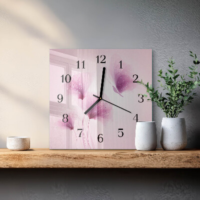 Wanduhr aus glas Blumen
