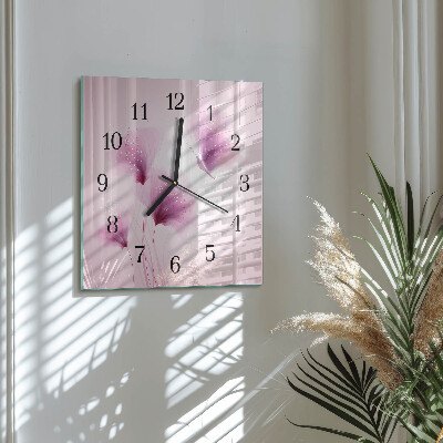 Wanduhr aus glas Blumen