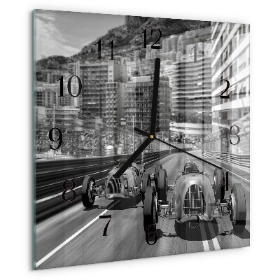 Wanduhr aus glas Rennwagen