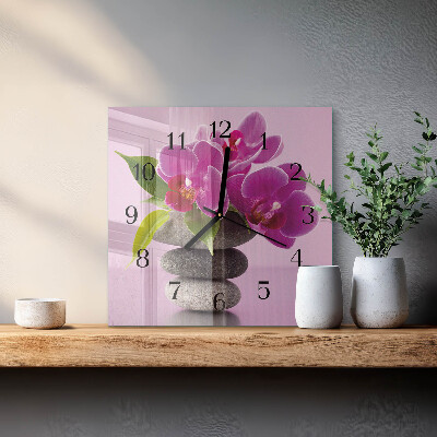 Wanduhr aus glas Orchidee