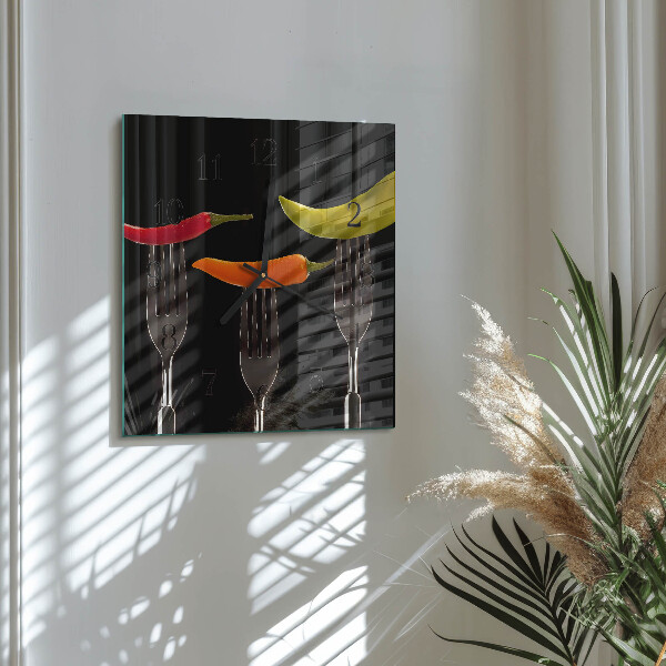 Wanduhr aus glas Gabel