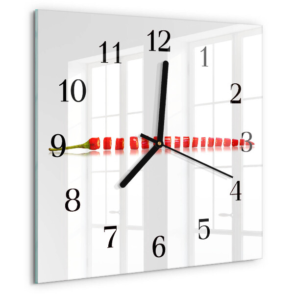 Wanduhr aus glas Chili-Pfeffer