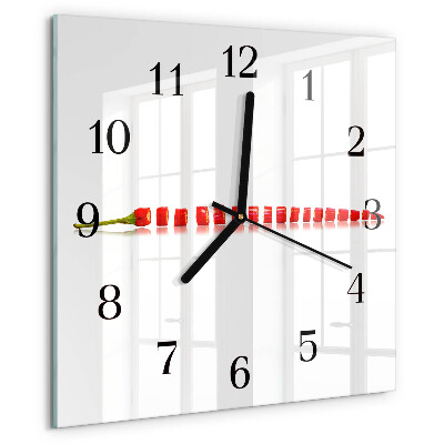 Wanduhr aus glas Chili-Pfeffer