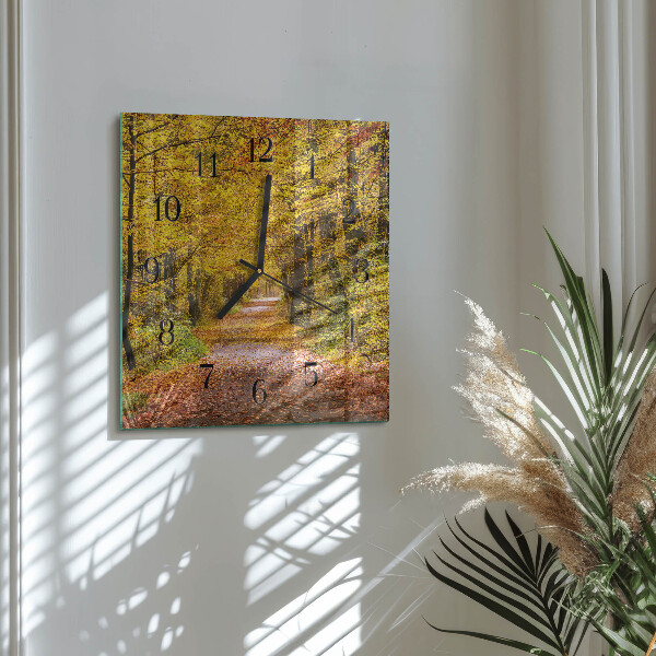 Wanduhr aus glas Waldweg