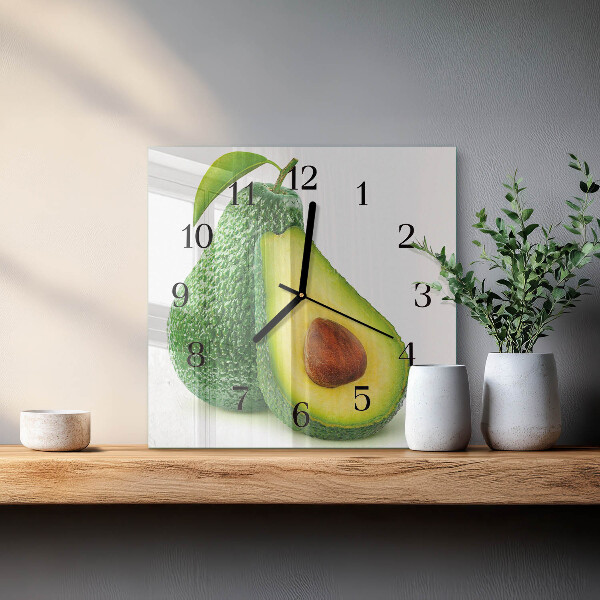Wanduhr aus glas Avocado