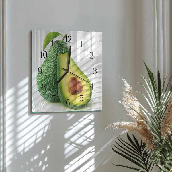 Wanduhr aus glas Avocado