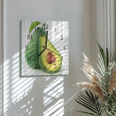 Wanduhr aus glas Avocado
