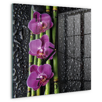 Wanduhr aus glas Orchidee