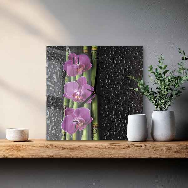 Wanduhr aus glas Orchidee