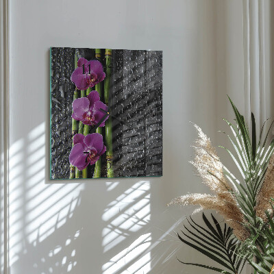Wanduhr aus glas Orchidee