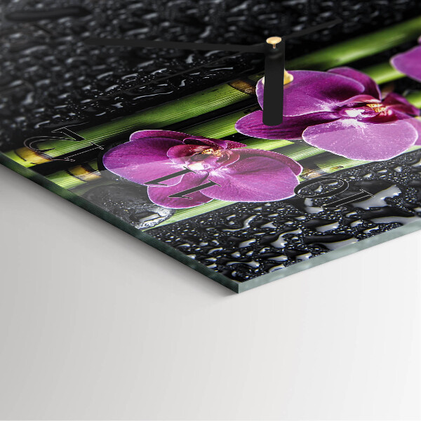 Wanduhr aus glas Orchidee