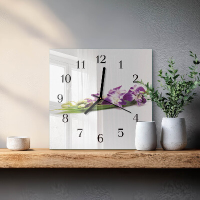 Wanduhr aus glas Blumen