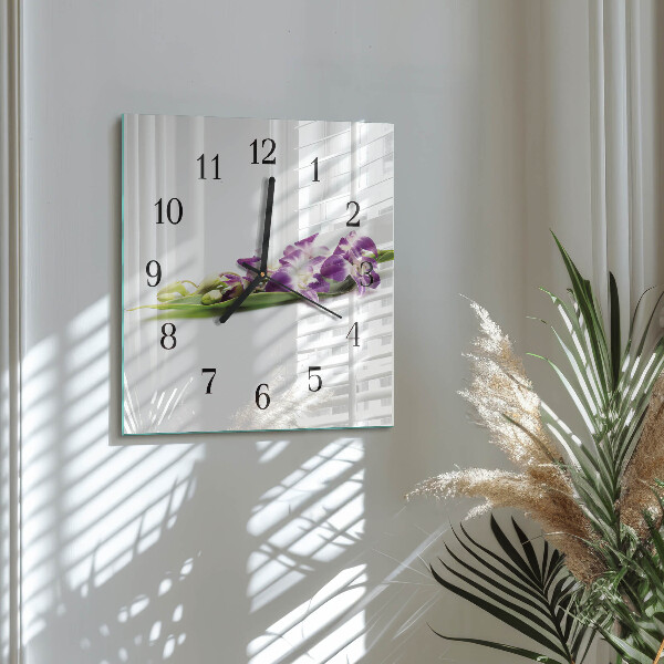 Wanduhr aus glas Blumen