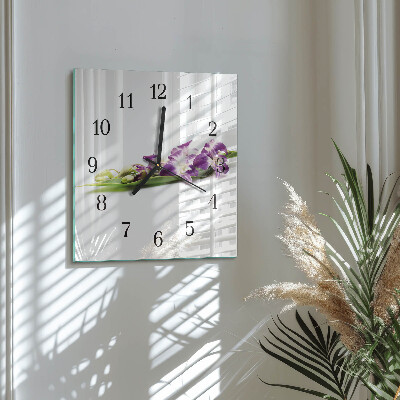 Wanduhr aus glas Blumen