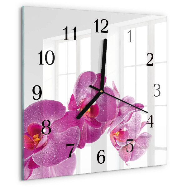 Wanduhr aus glas Orchidee