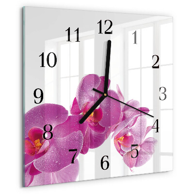 Wanduhr aus glas Orchidee