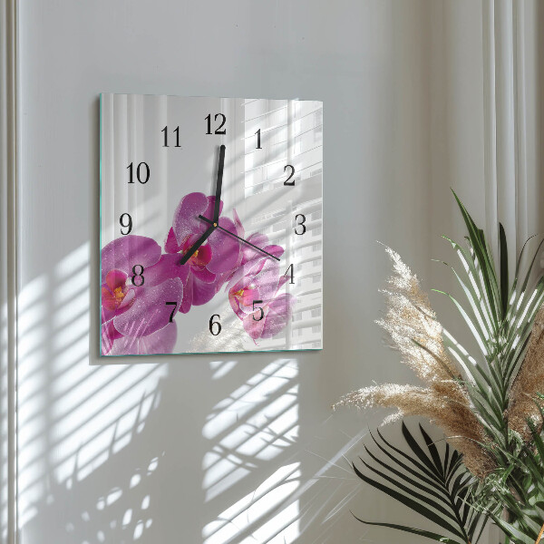 Wanduhr aus glas Orchidee