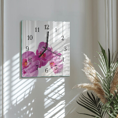 Wanduhr aus glas Orchidee