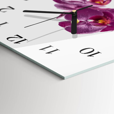 Wanduhr aus glas Orchidee