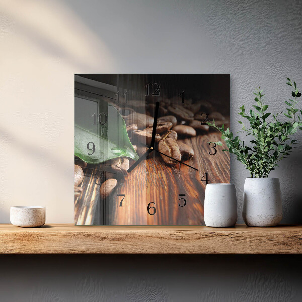 Wanduhr aus glas Kaffeebohnen