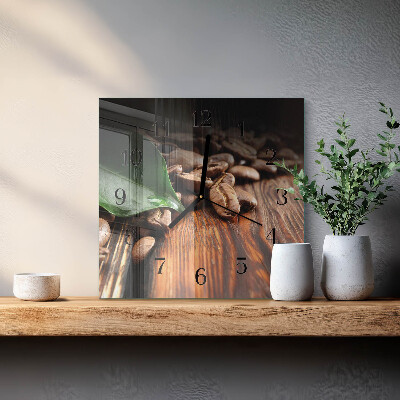 Wanduhr aus glas Kaffeebohnen