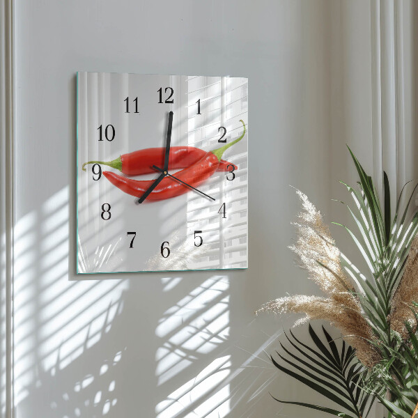 Wanduhr aus glas Chili-Pfeffer