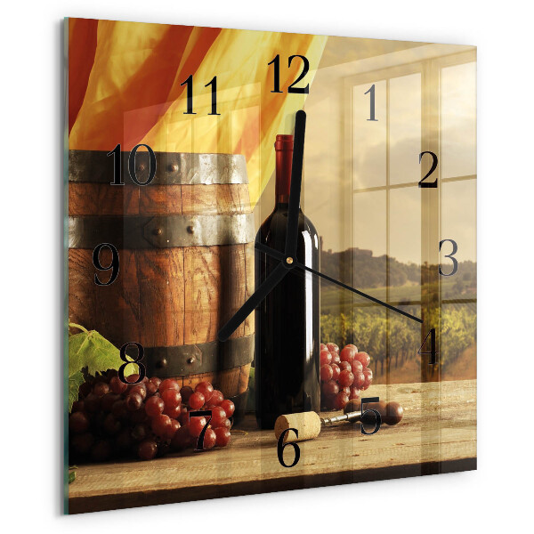 Wanduhr aus glas Weinfass