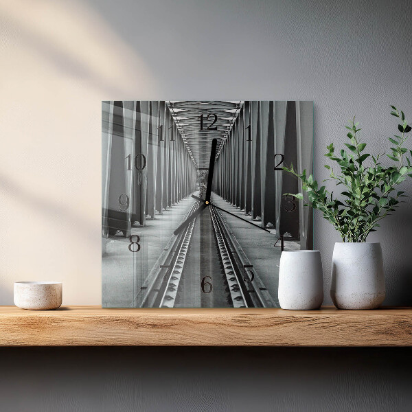 Wanduhr aus glas Eisenbahnschienen