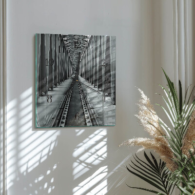 Wanduhr aus glas Eisenbahnschienen