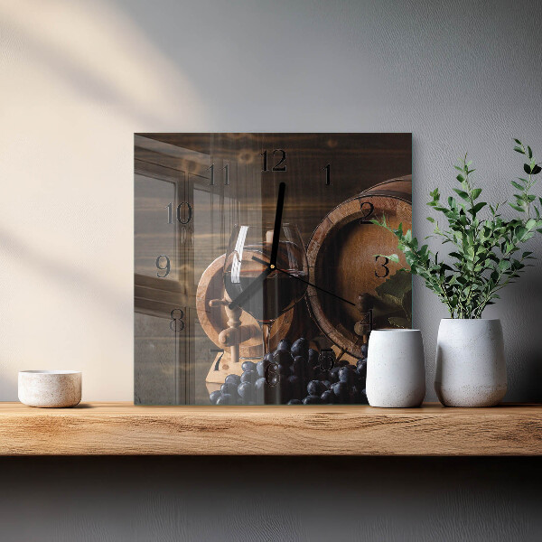 Wanduhr aus glas Weinfass