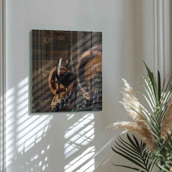 Wanduhr aus glas Weinfass