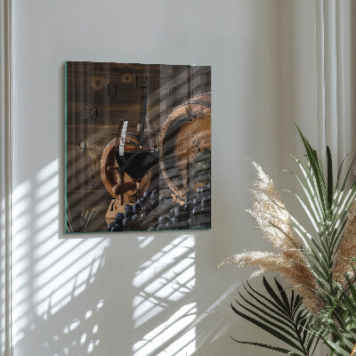 Wanduhr aus glas Weinfass