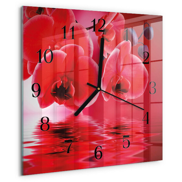 Wanduhr aus glas Orchidee