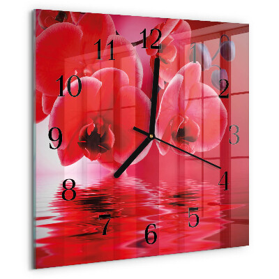 Wanduhr aus glas Orchidee