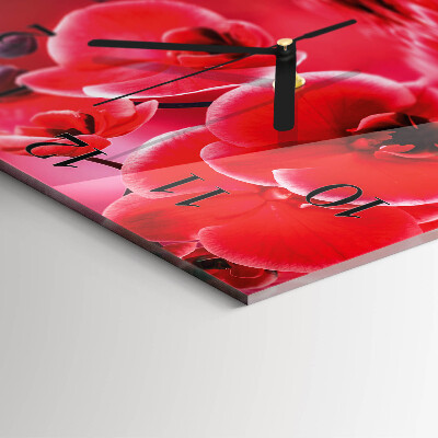 Wanduhr aus glas Orchidee
