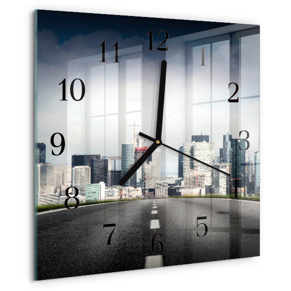 Wanduhr aus glas Road City