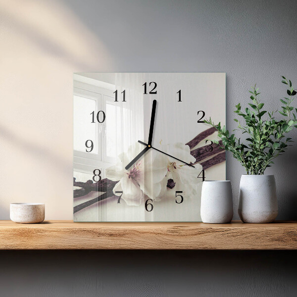 Wanduhr aus glas Vanille