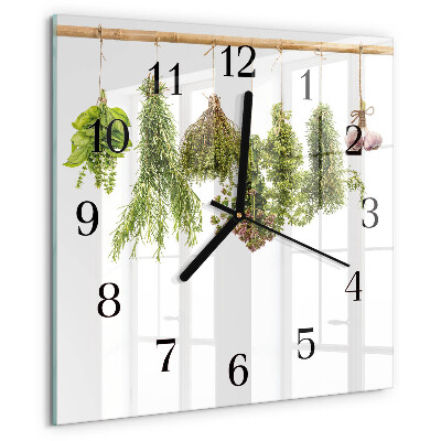 Wanduhr aus glas Kräuter