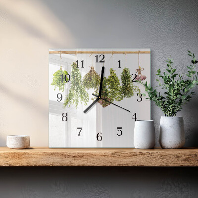 Wanduhr aus glas Kräuter