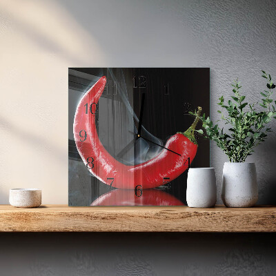 Wanduhr aus glas Chili-Pfeffer